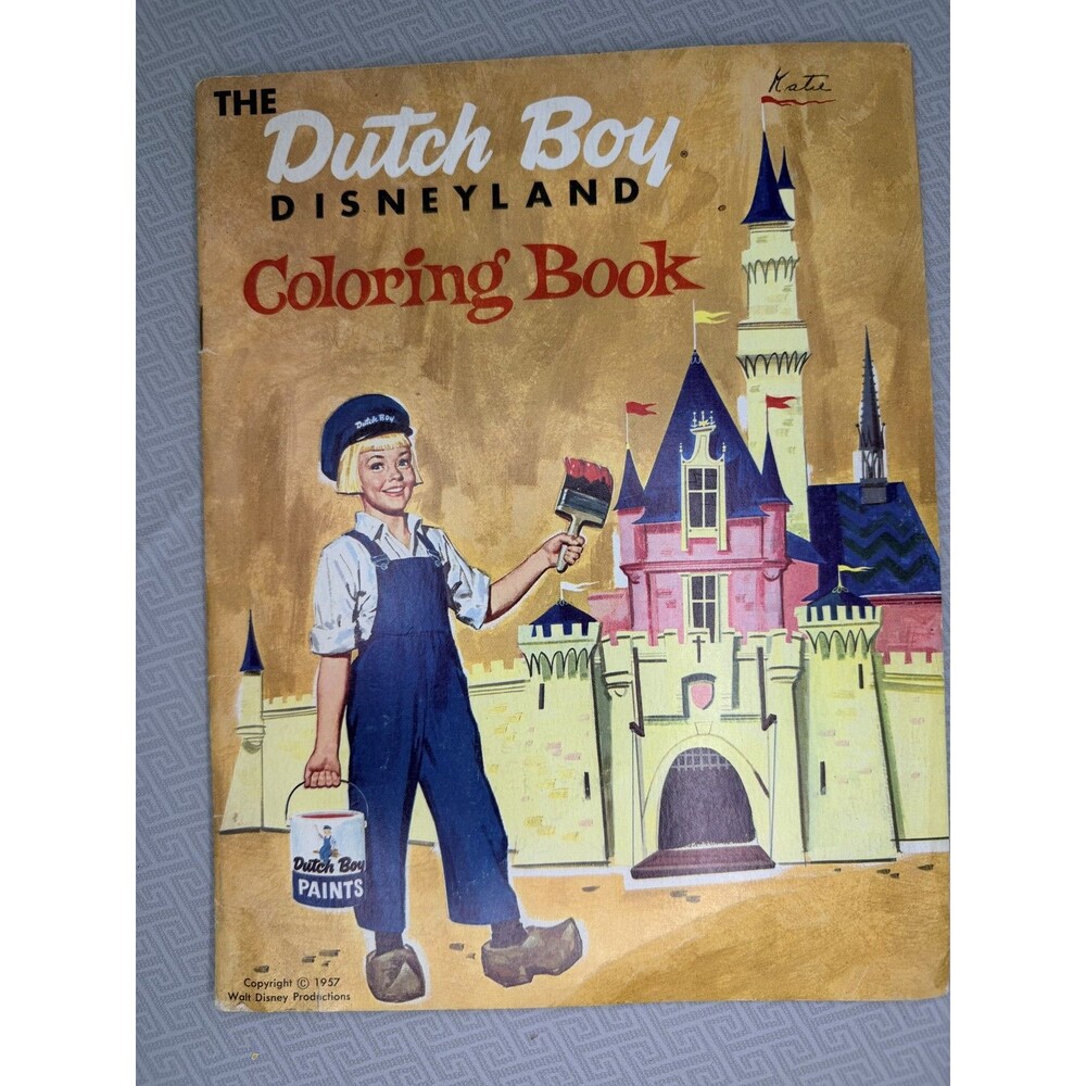 Vintage 1957 Walt Disney Productions Dutch Boy Disneyland Coloring Book SemiUsed